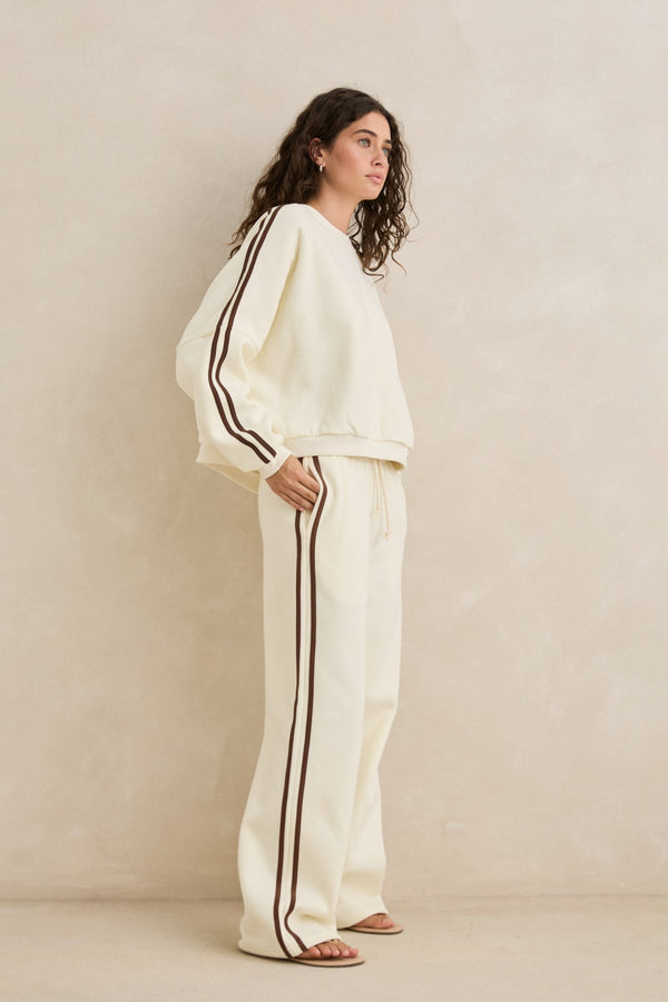 Contrast Trackpant Cream