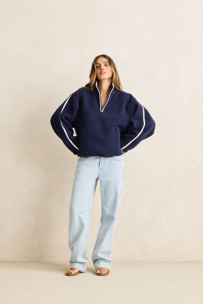 Camp Half Zip Sherpa Pullover Ocean – Rhythm US