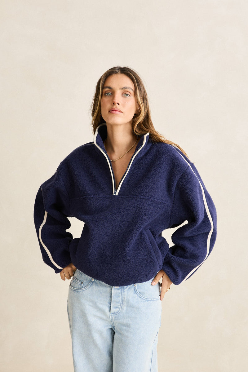 Camp Half Zip Sherpa Pullover Ocean – Rhythm US