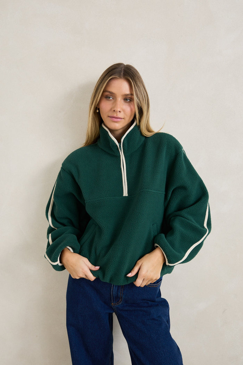 Camp Half Zip Sherpa Pullover Pine – Rhythm US