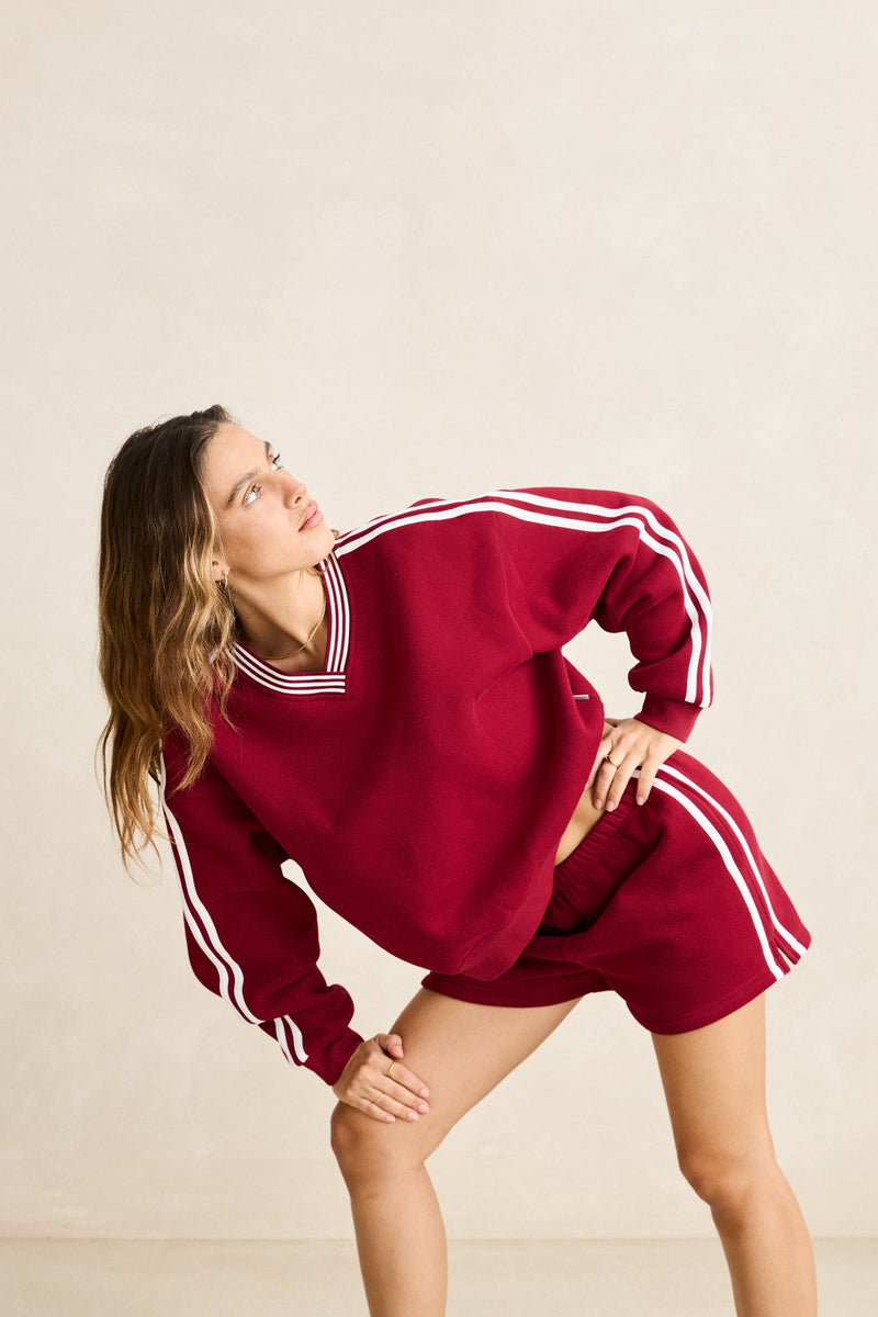 Sloan V-Neck Sweater  Red