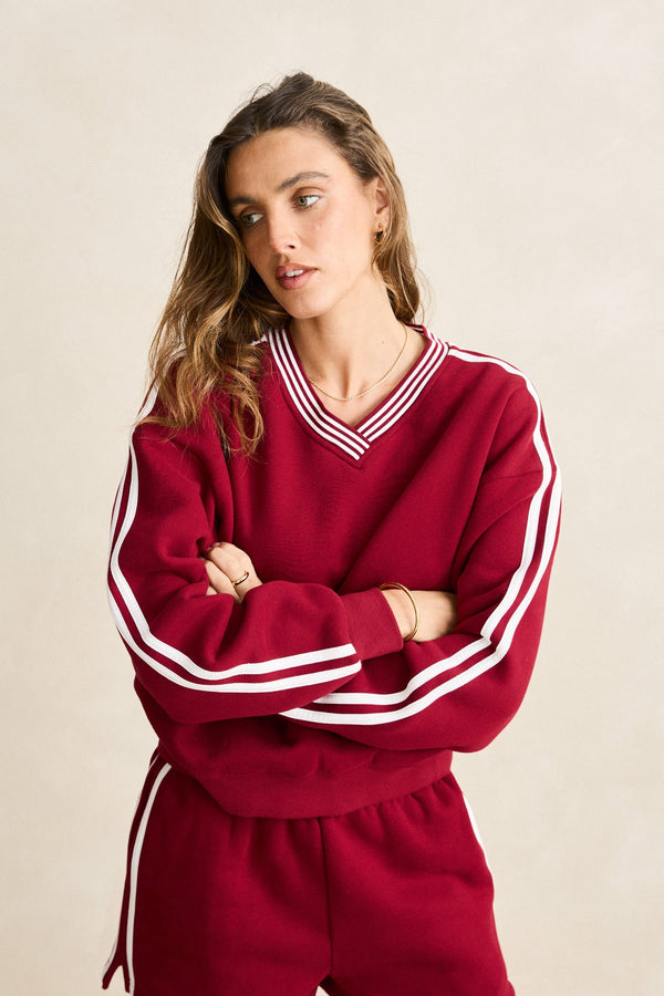 Sloan V-Neck Sweater  Red