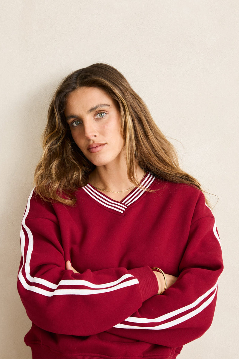 Sloan V-Neck Sweater  Red