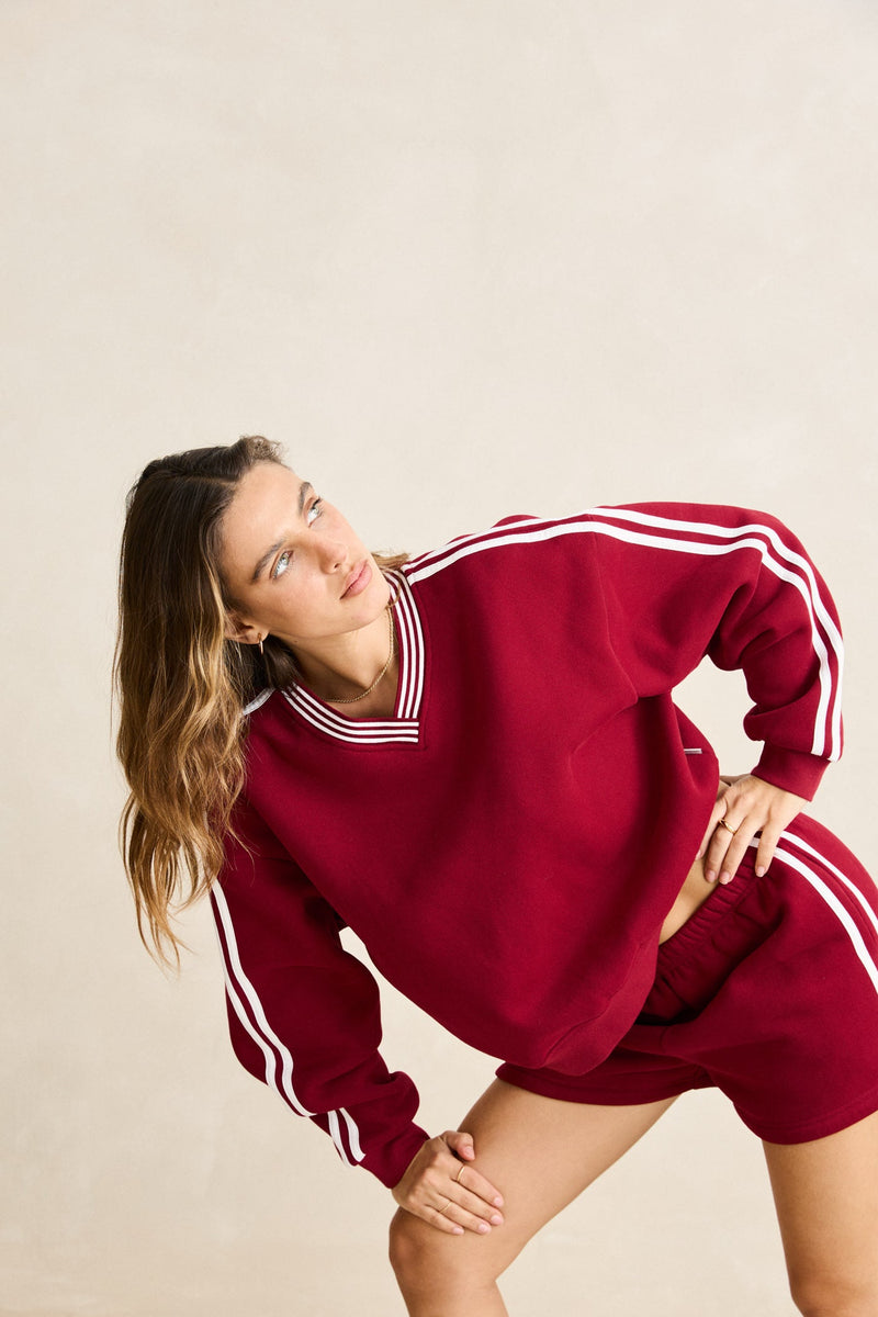 Sloan V-Neck Sweater  Red