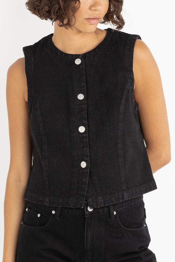 Riley Denim Vest Vintage Black