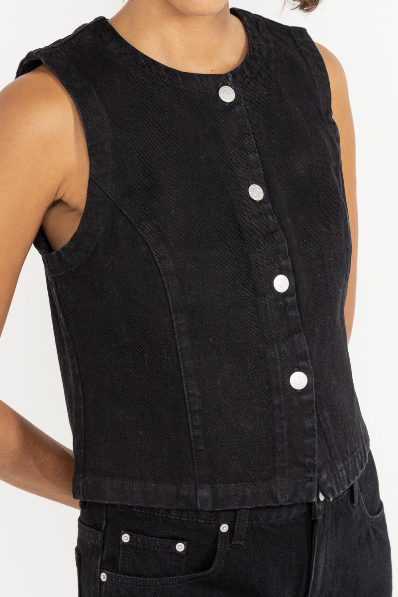 Riley Denim Vest Vintage Black