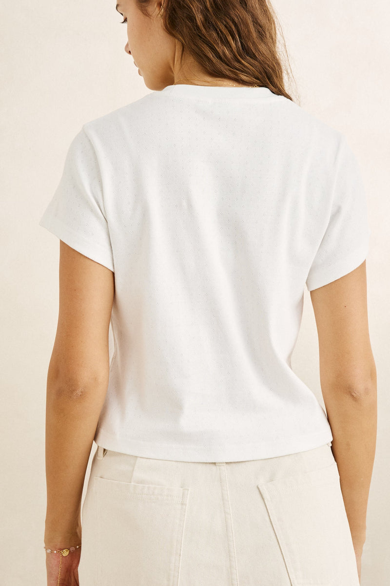 新品 25SS Balloon Tee - Dove Pointelle 2Y Bennie Pointelle Tee White – Rhythm US