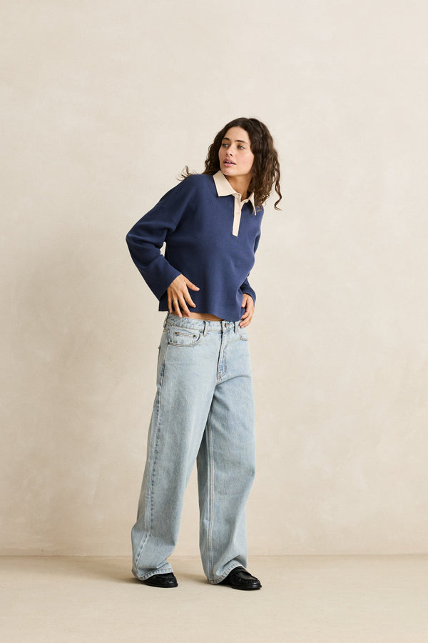 Rugby Polo Knit Sweater Navy