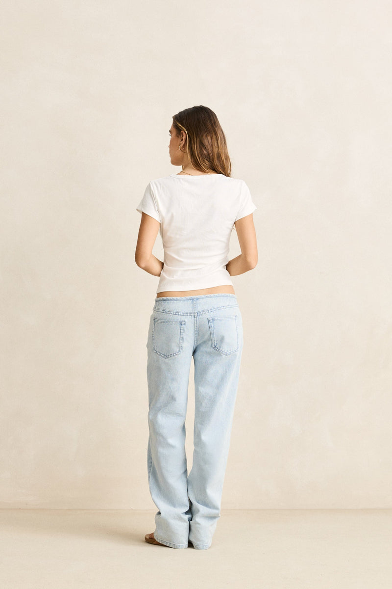 Portia Button Down Rib Top White