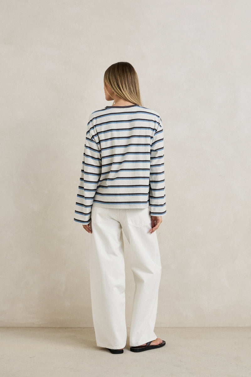 Porto Stripe Long Sleeve Grey