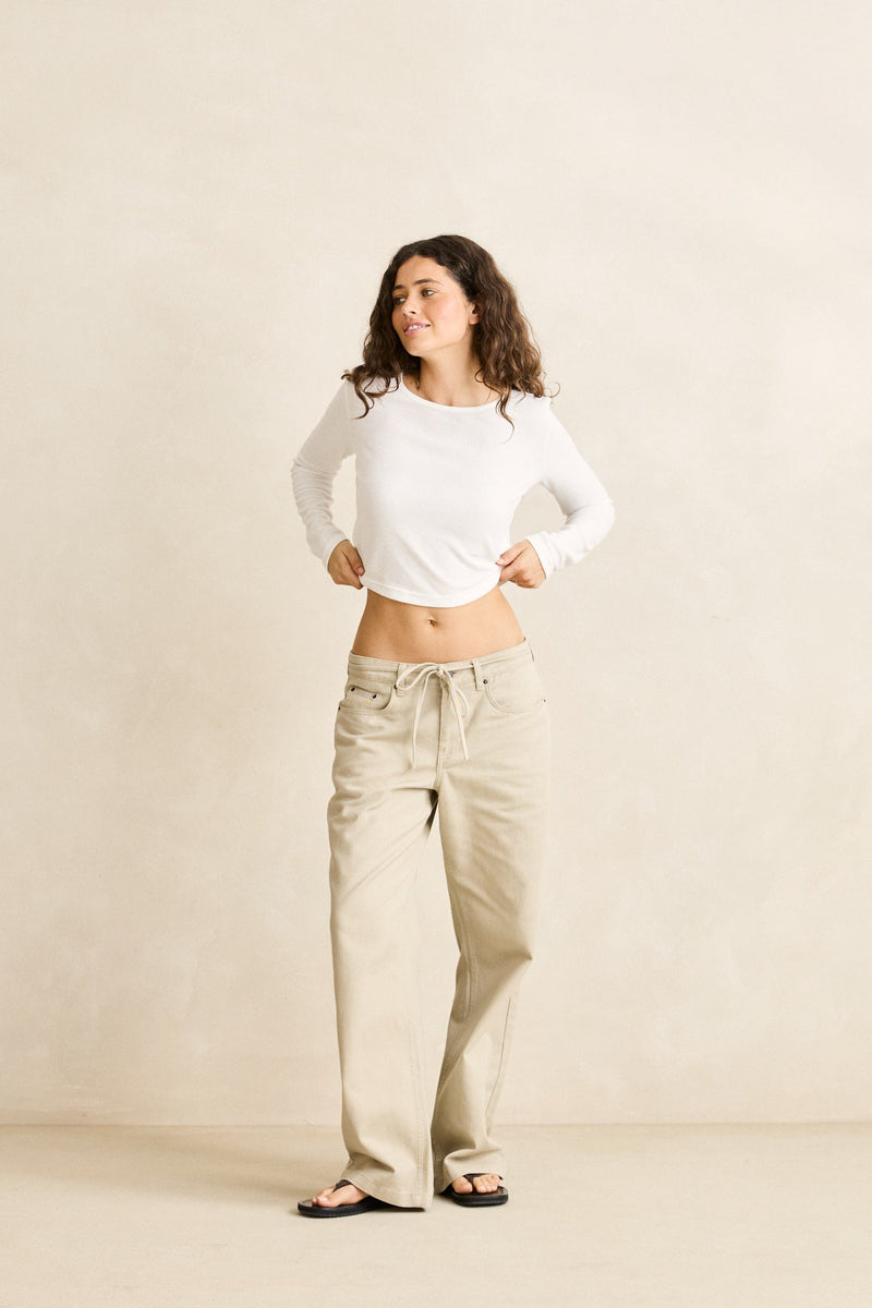 Waffle Long Sleeve  White