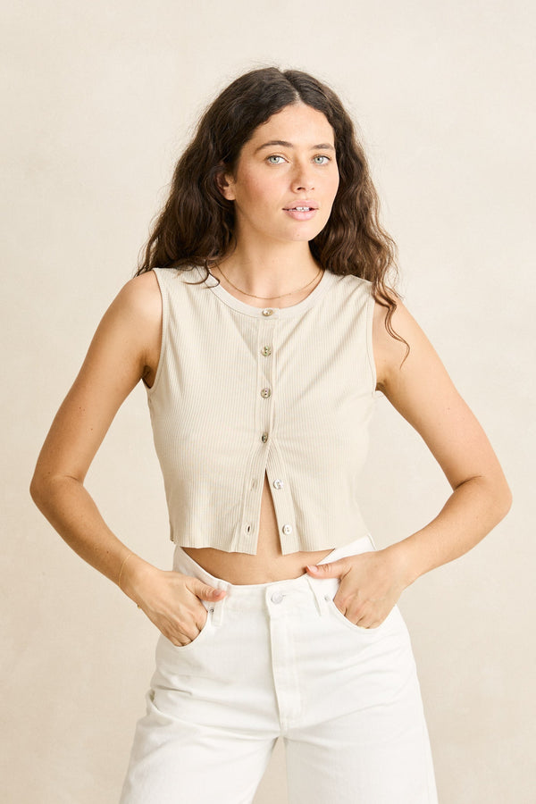 Petra Button Down Singlet Olive