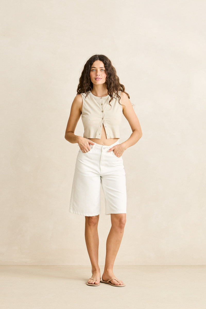 Petra Button Down Singlet Olive
