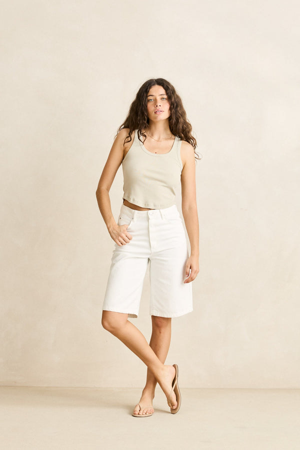 Essential Rib Singlet Ash