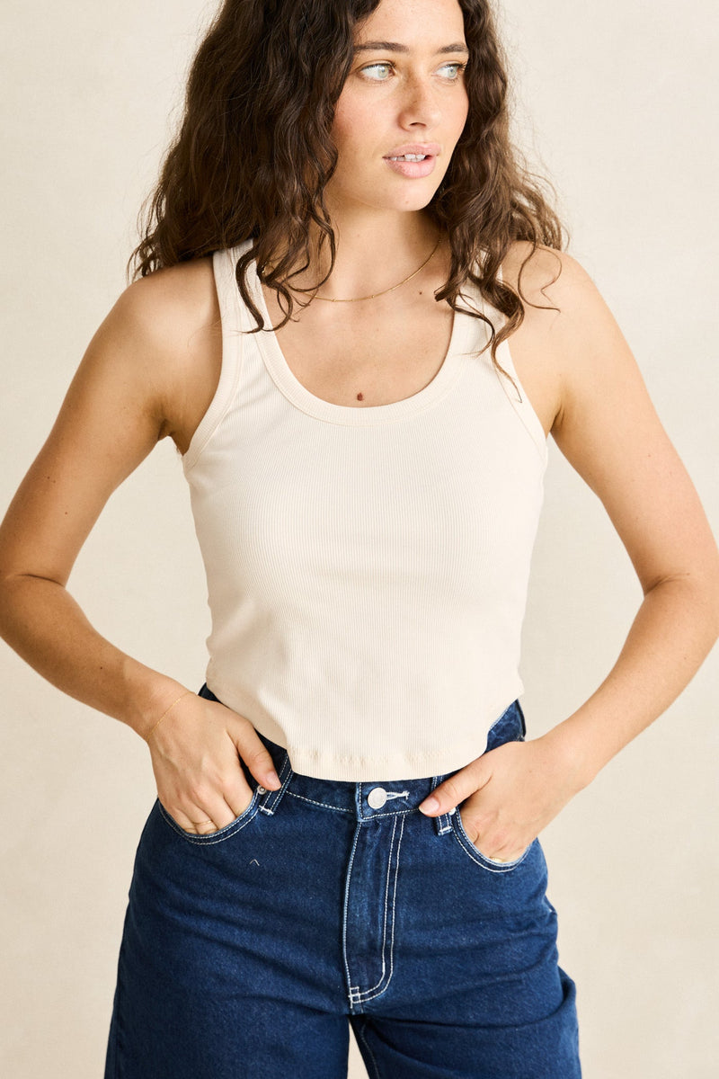 Essential Rib Singlet Natural