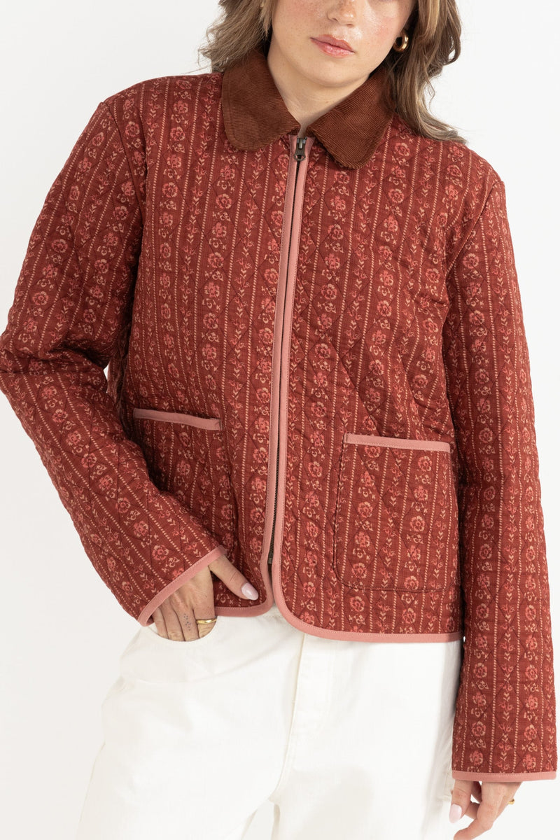 Vintage Floral Quilted Jacket Burgundy – Rhythm US
