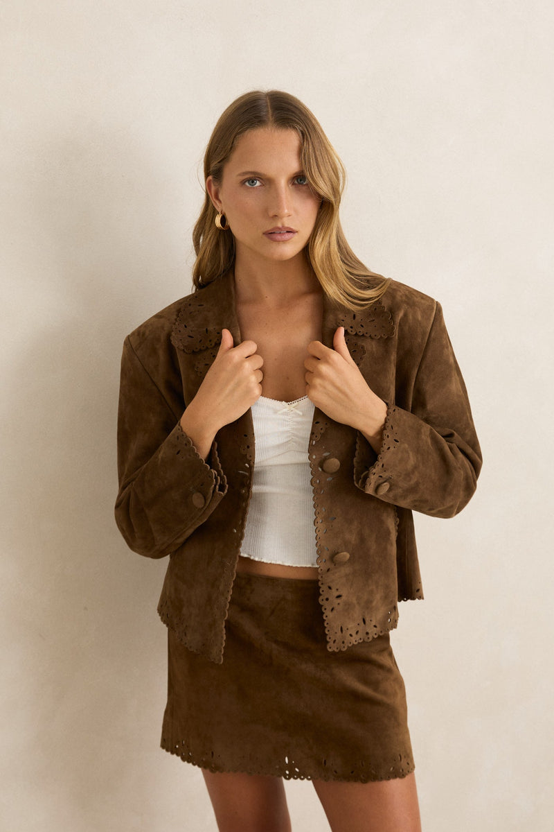 Poppy Eyelet Suede Blazer