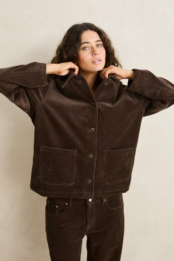 Luca Cord Shacket Chocolate