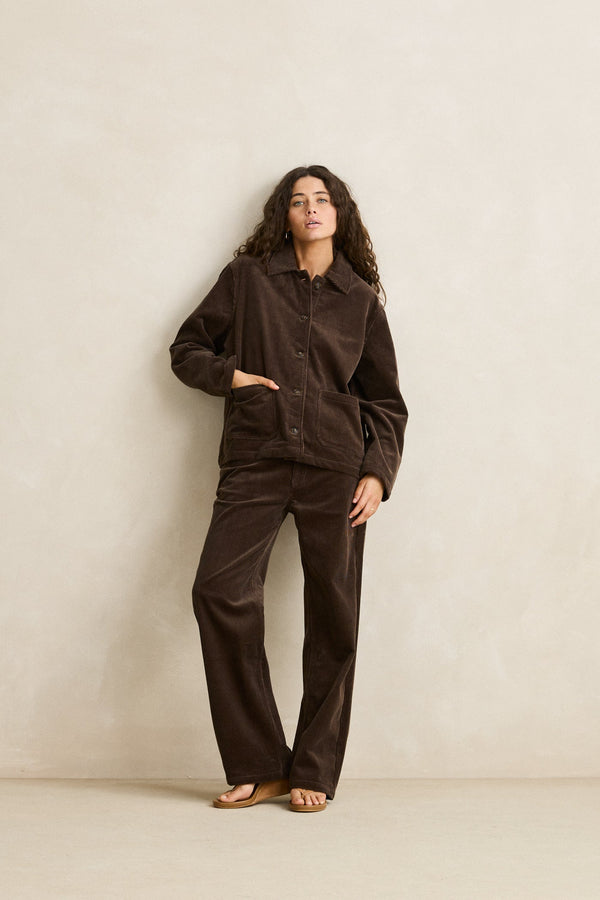 Luca Cord Shacket Chocolate