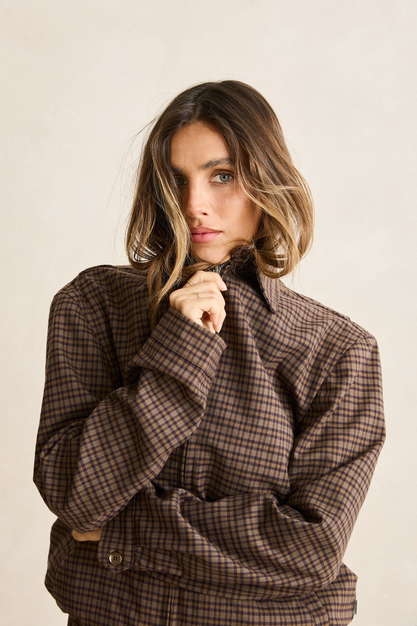 ジャケット・アウター Coco check jacket andmary ANDMARY】Coco check jacket