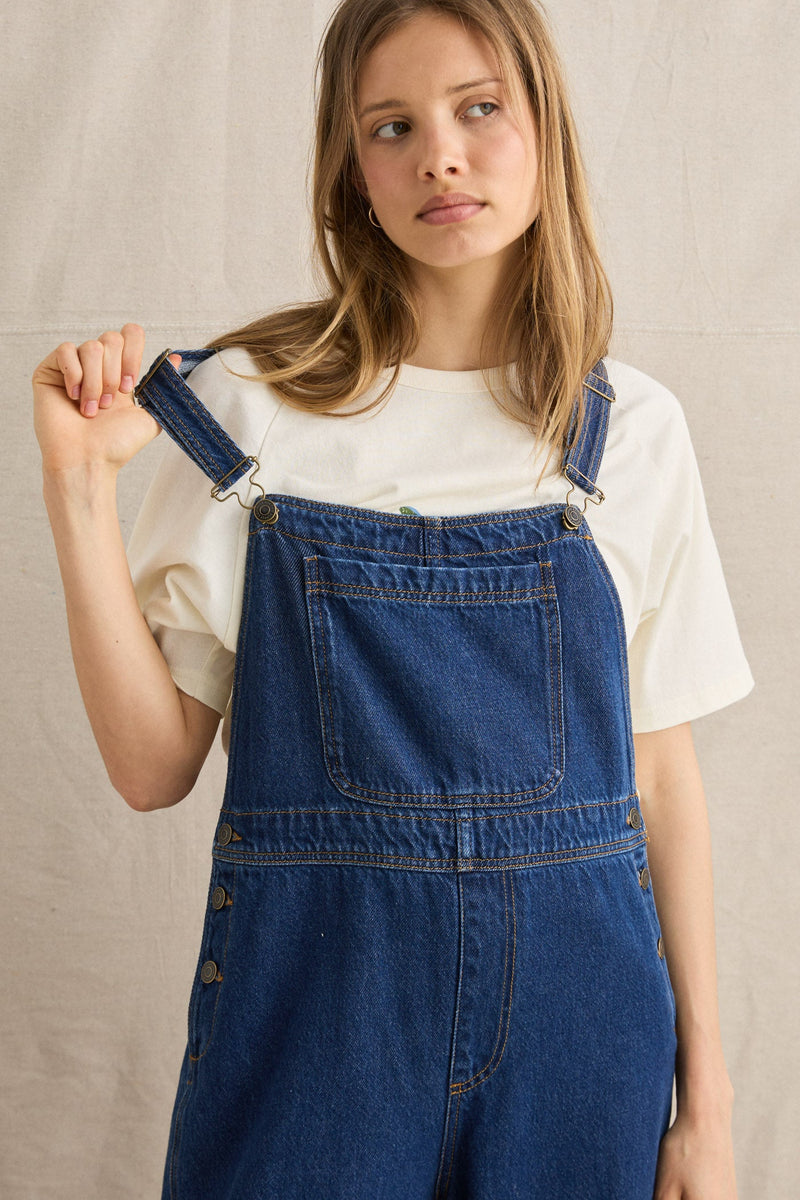 Charlie Wide Leg Cargo Overall Dark Denim