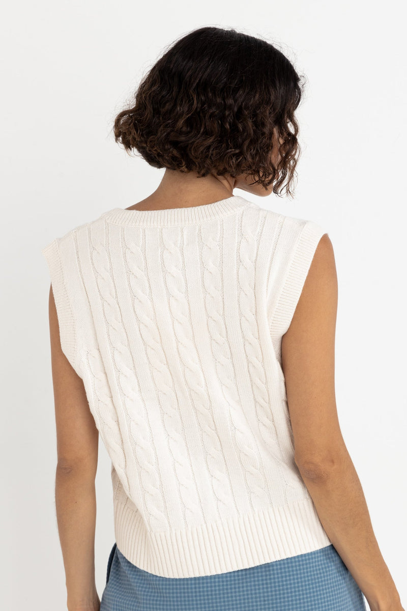 Desi Cable Knit Vest Natural