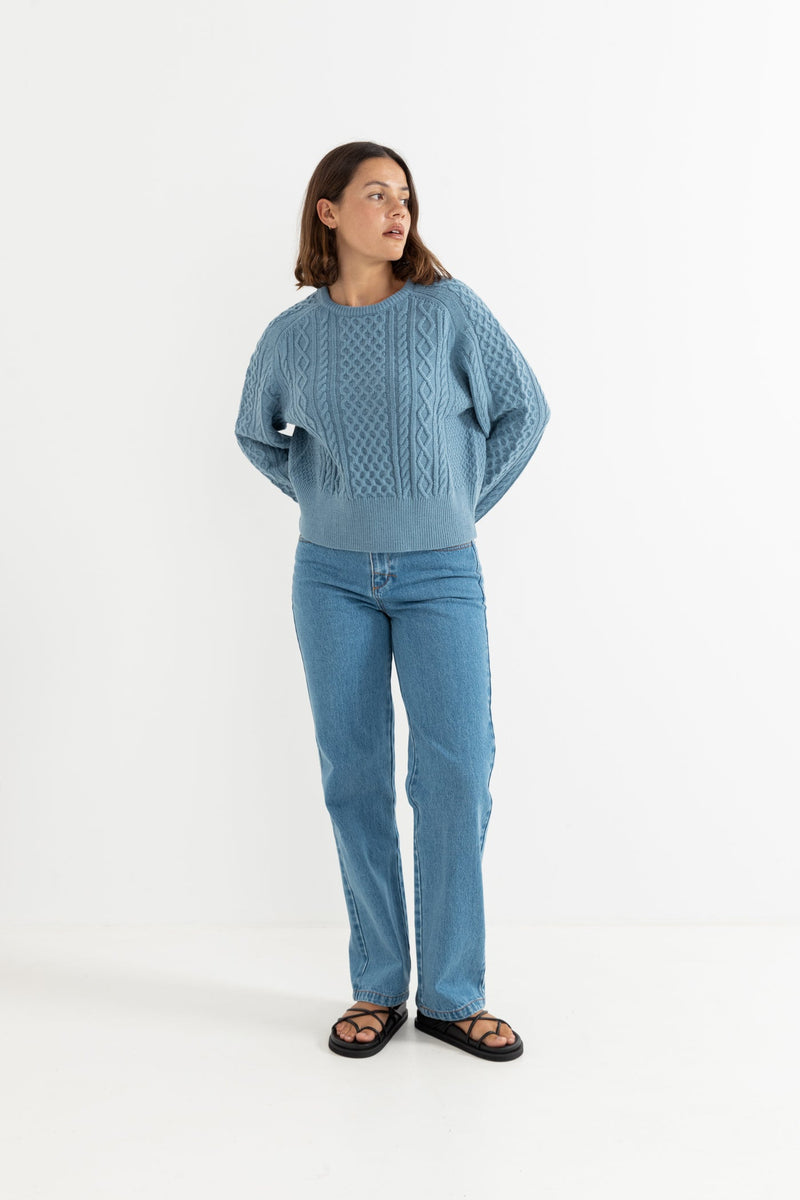 Vintage Cable Knit Jumper Dusty Blue