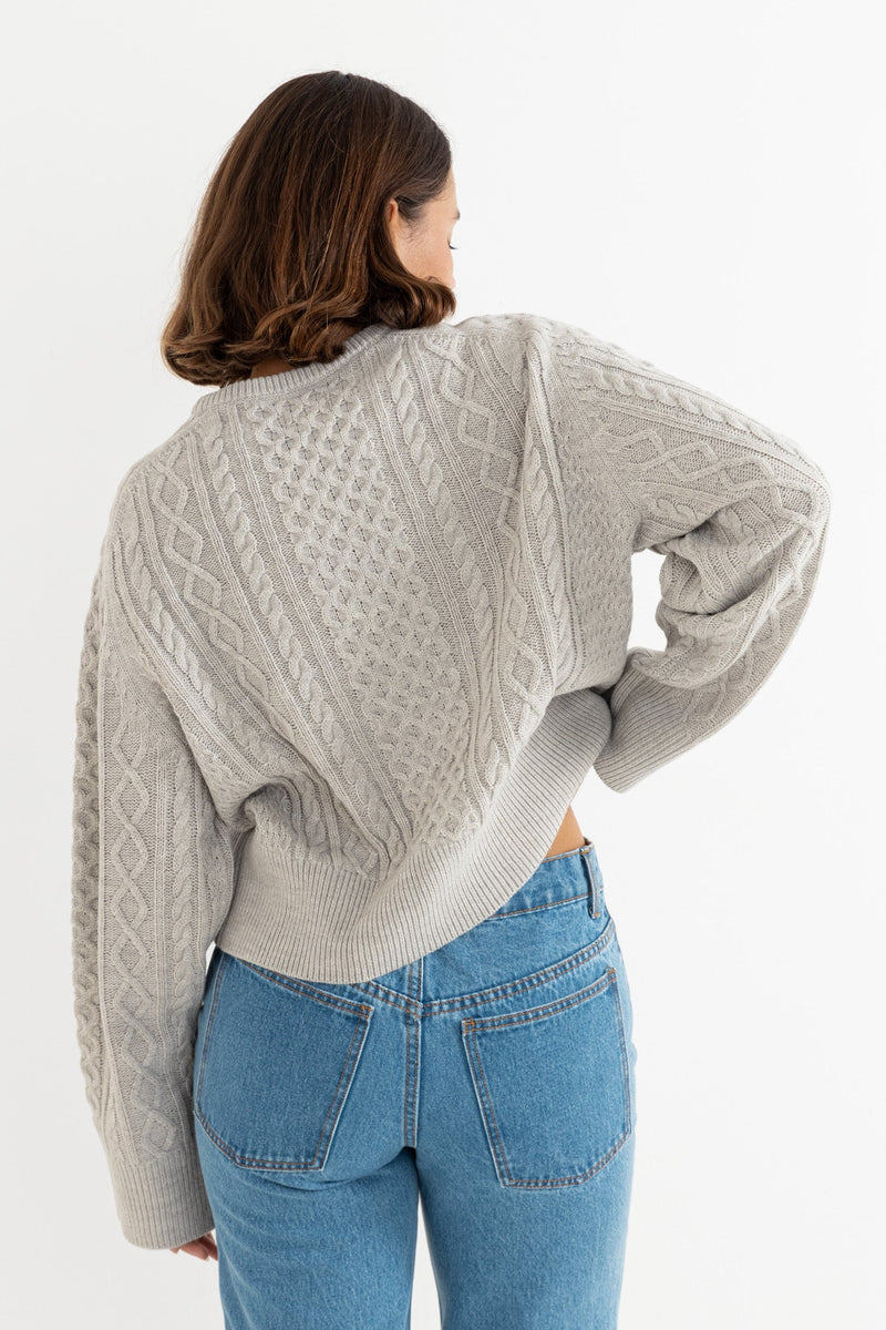 Vintage Cable Knit Jumper Heather Grey