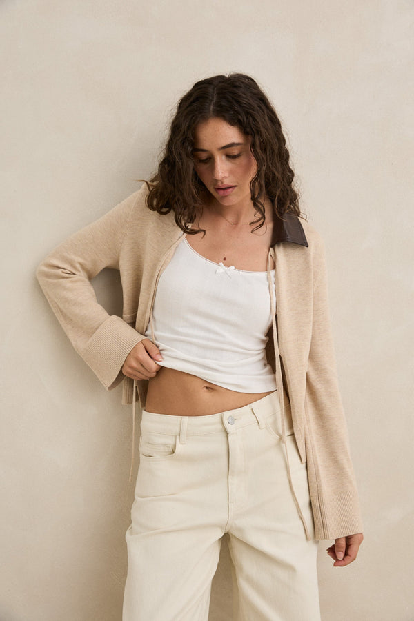 Colette Tie Front Cardigan Natural