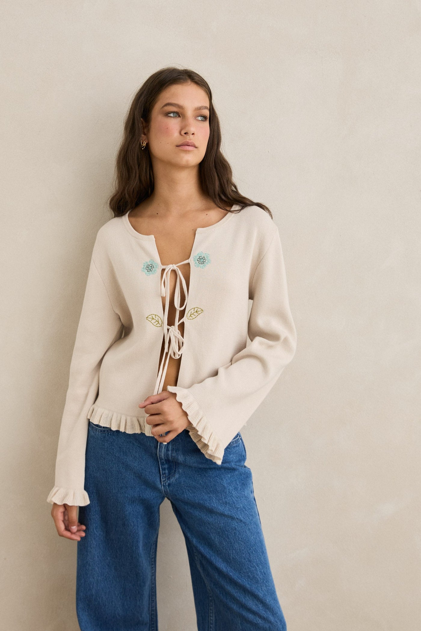 Petal Drift Knit Cardigan Natural – Rhythm US