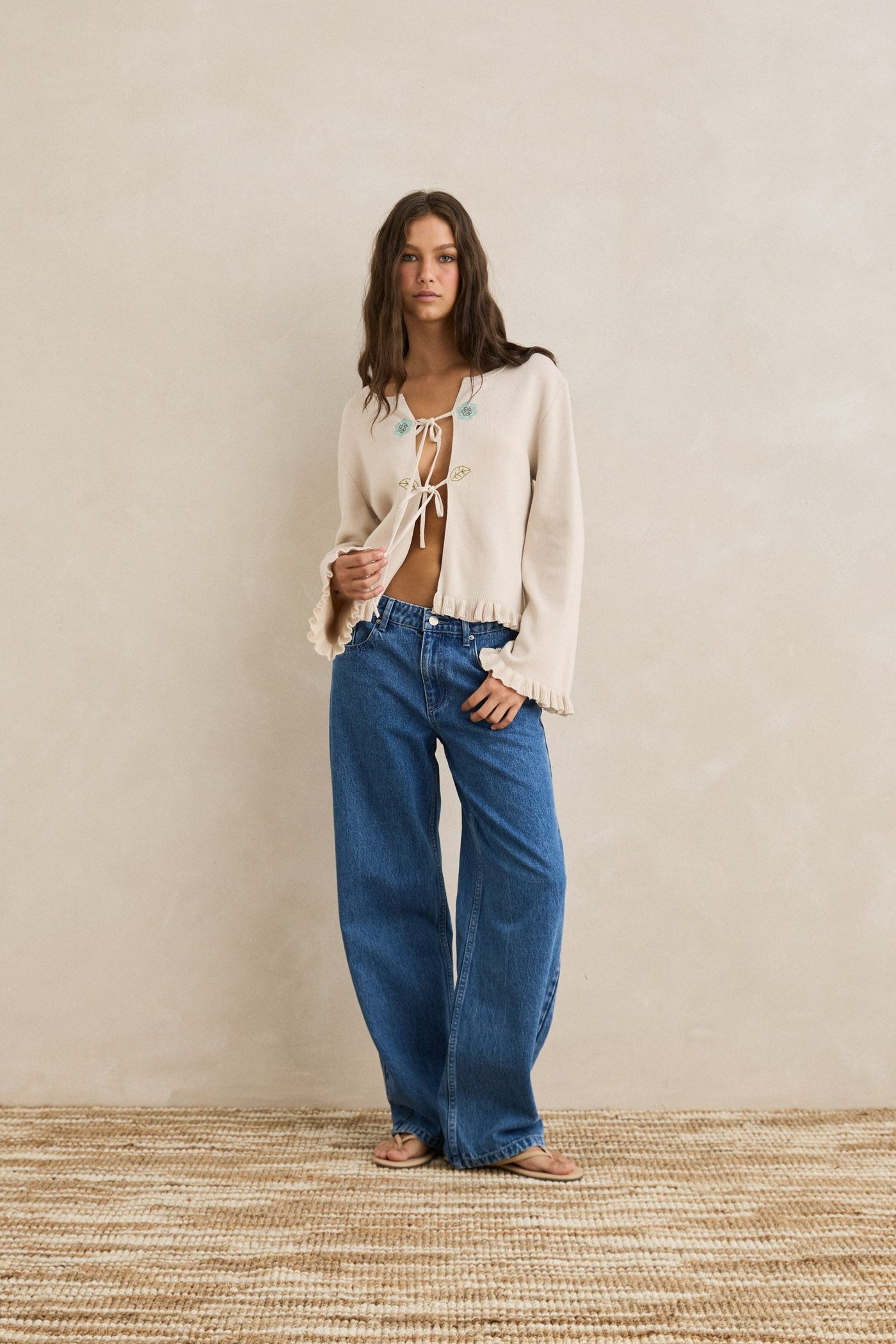 Petal Drift Knit Cardigan Natural – Rhythm US