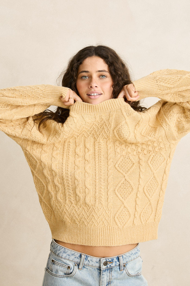 Patchwork Sweater Sand – Rhythm US
