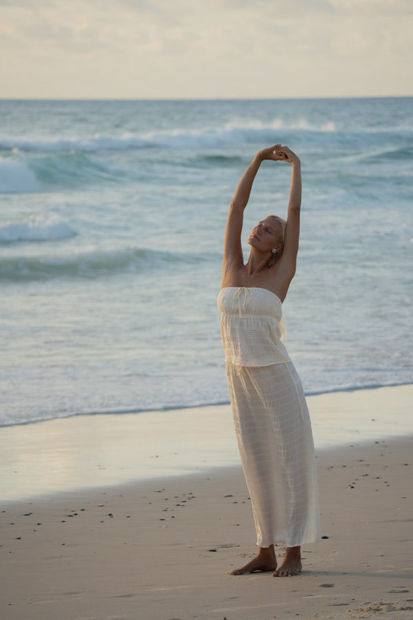 Sandy Cove Midi Skirt Natural