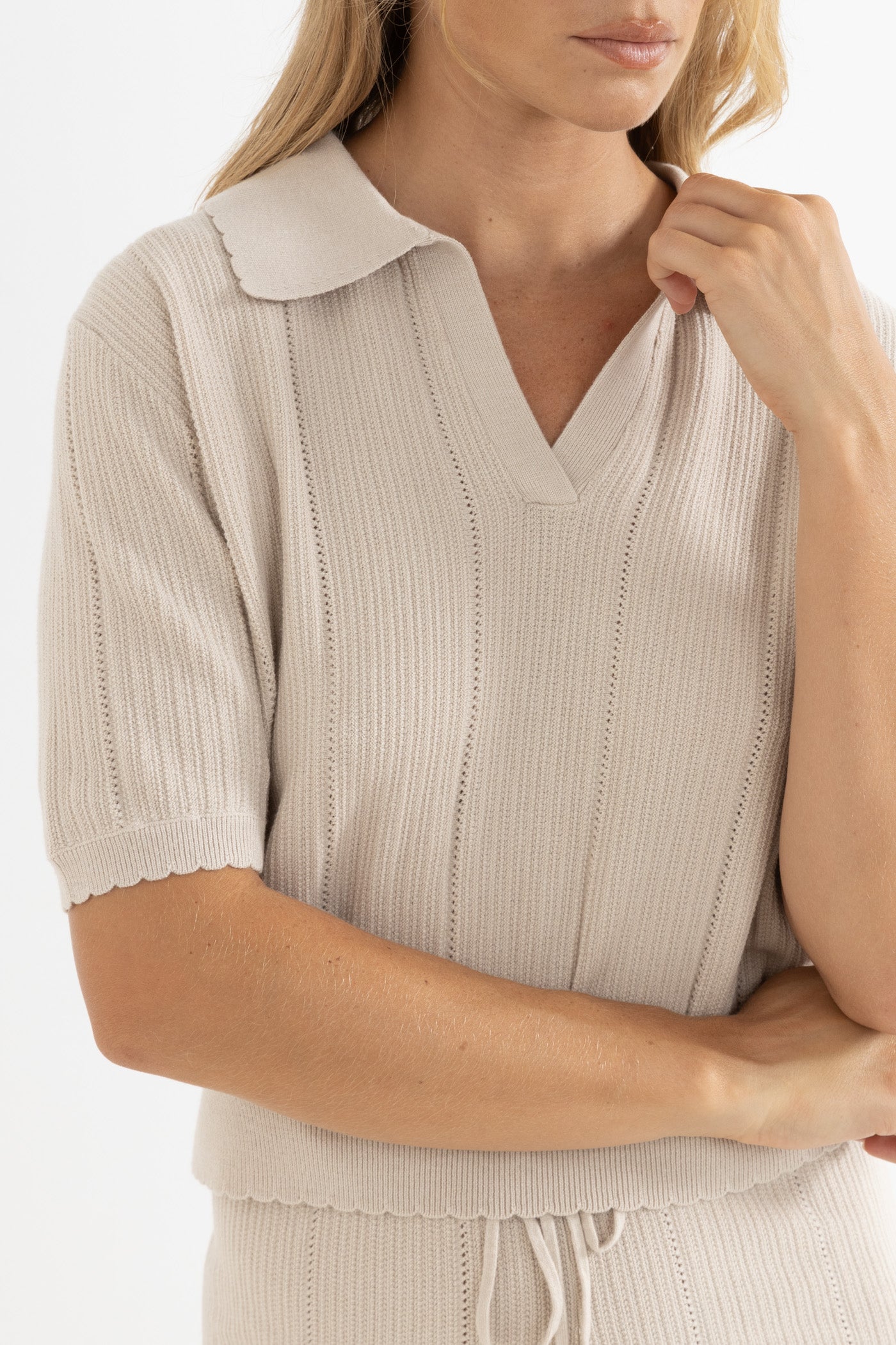 Rosella Knit Polo Natural – Rhythm US