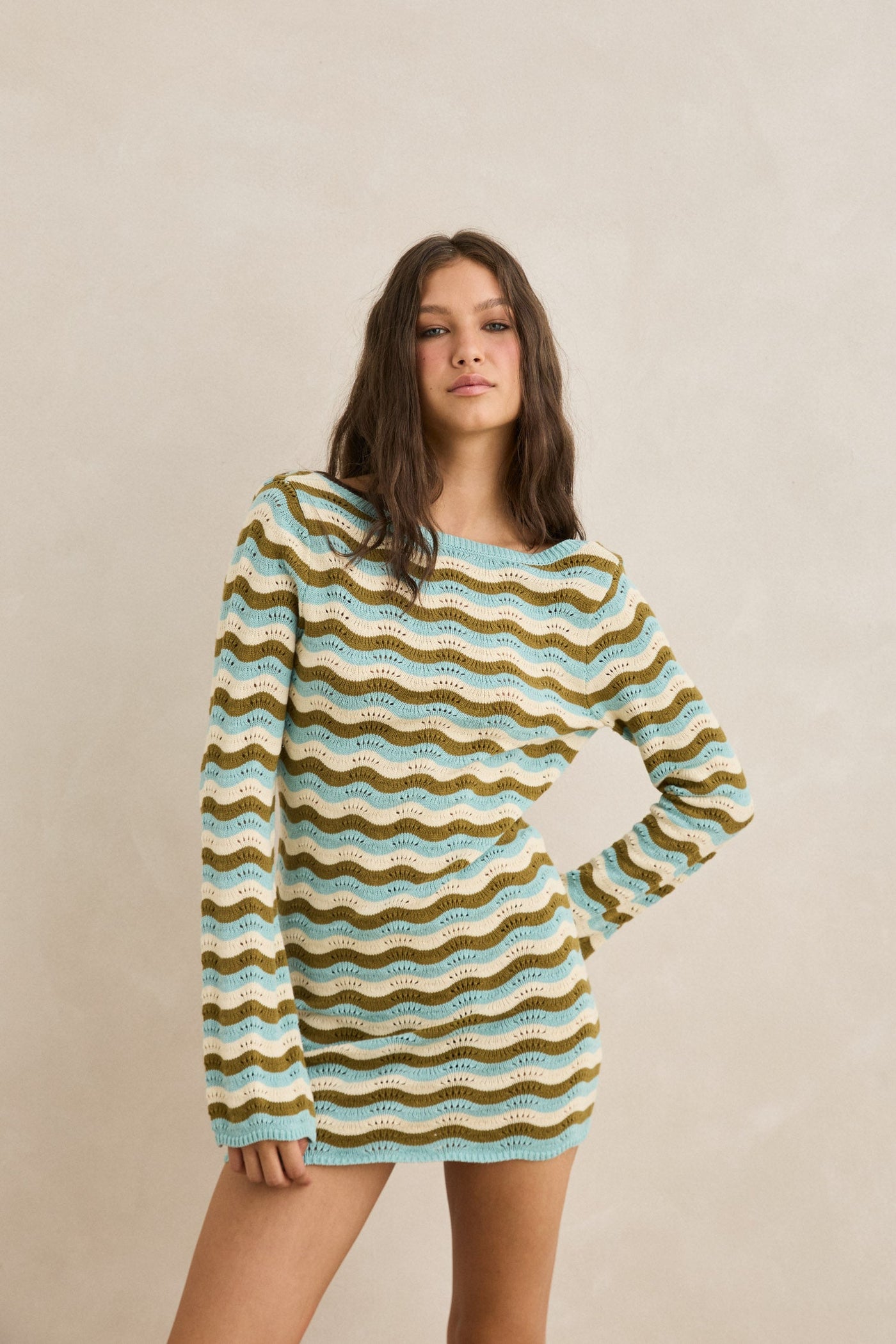 【新品未使用】murral ｜ Water mirror knit dress Rib knit maxi dress Blue For Women | Maje