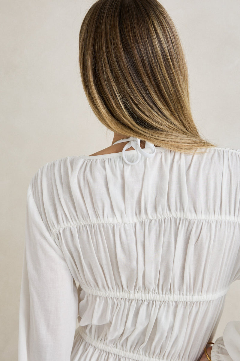 Pippa Tier Mini Dress White