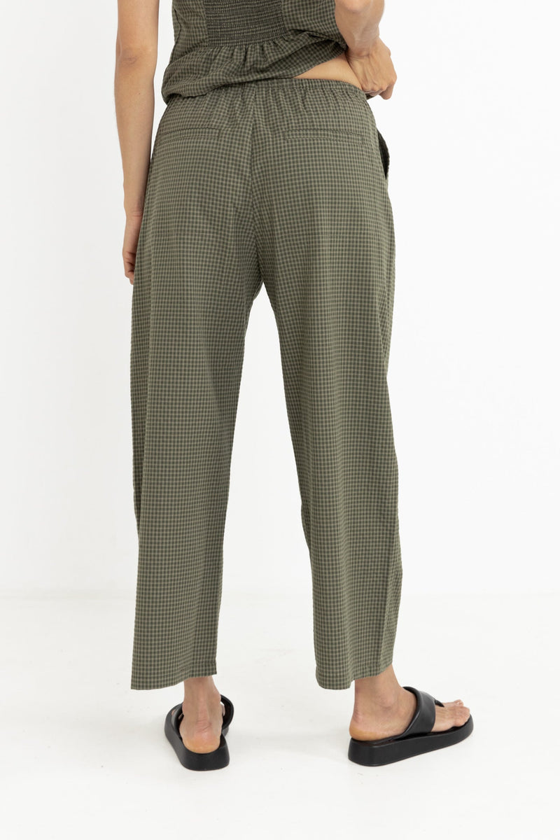 Louise Check Drawstring Pant Olive