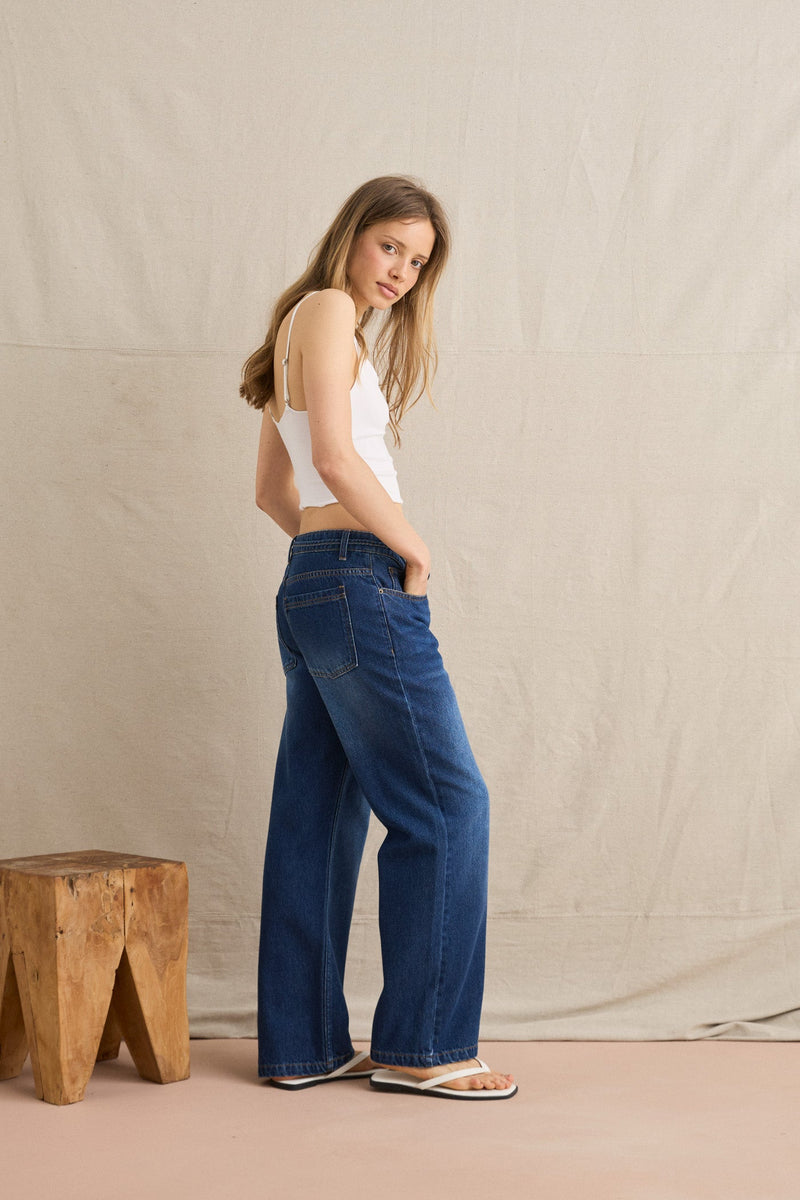 Charlie Low-Rise Denim Jean Dark Denim