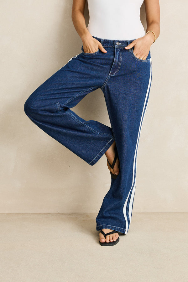 Contrast Denim Jean Blue