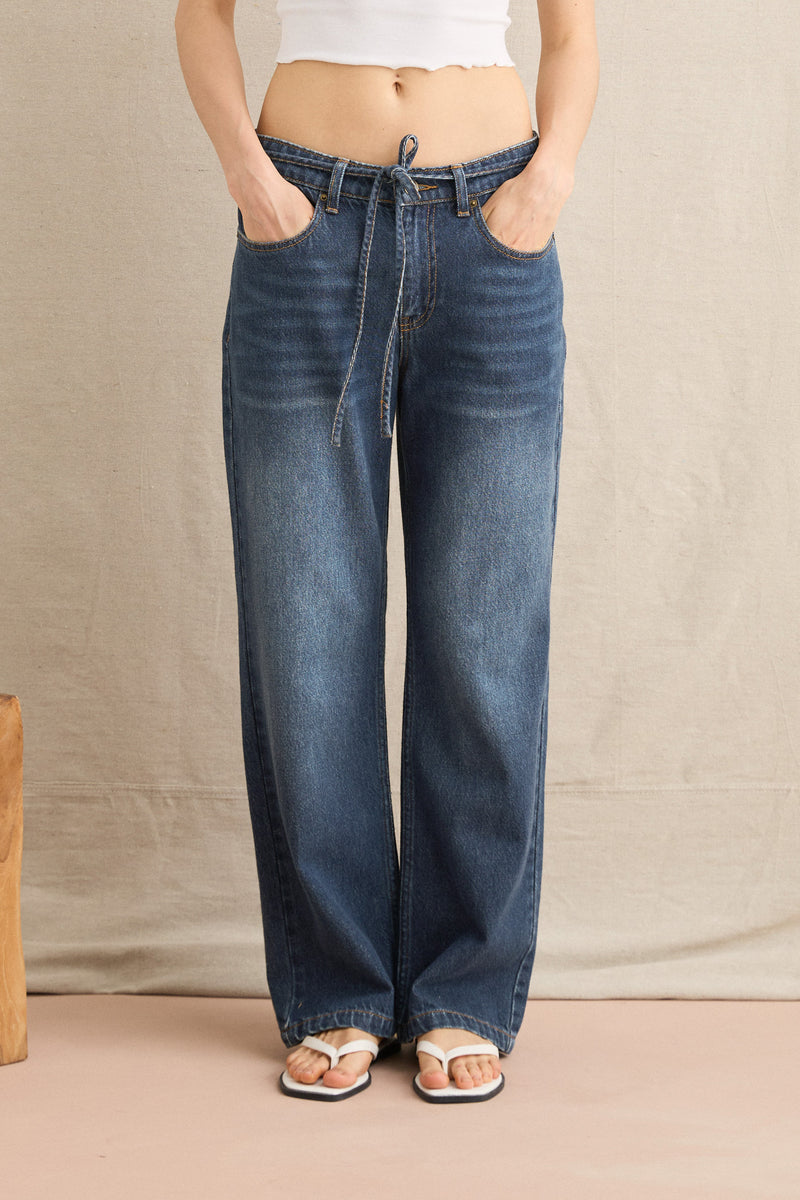 Charlie Low-Rise Denim Jean Dirty Wash