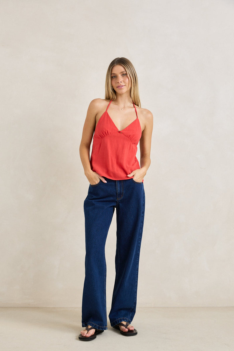 Lula Low Rise Pant Dark Denim