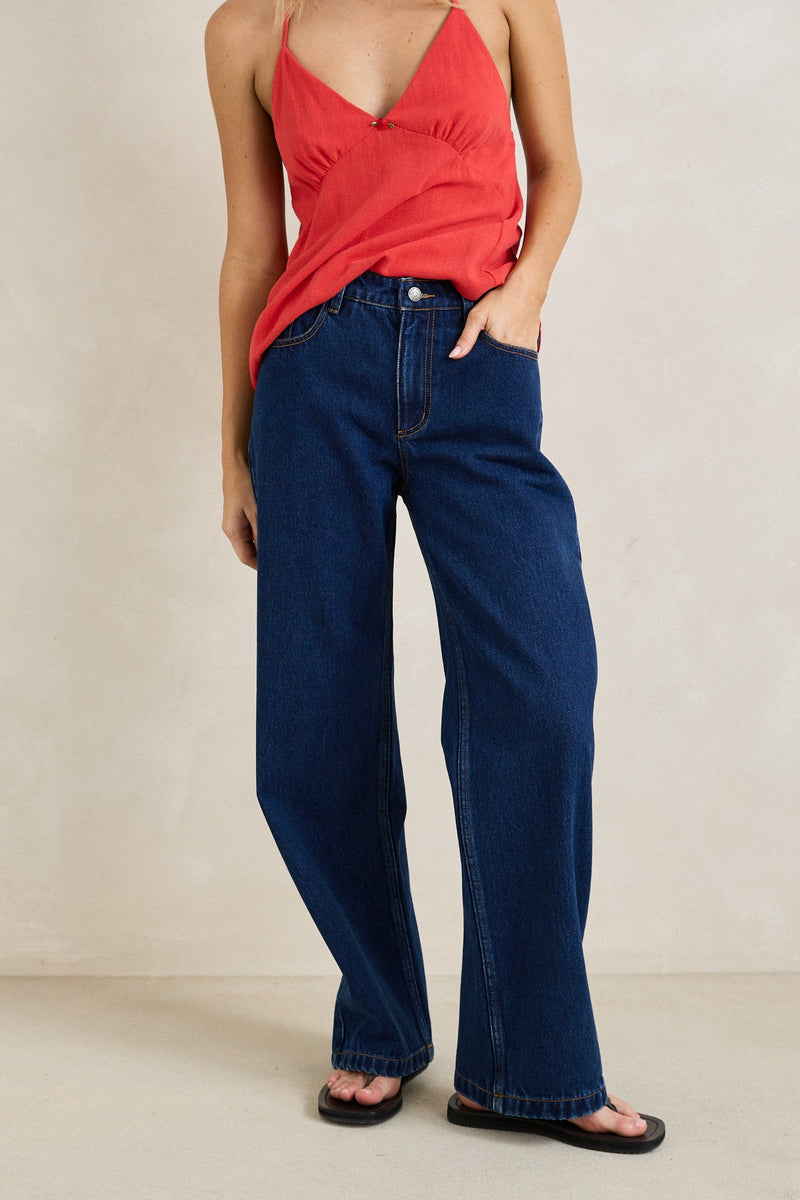 Lula Low Rise Pant Dark Denim