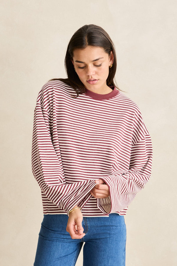 Essential Stripe Ls Shirt Vintage Red