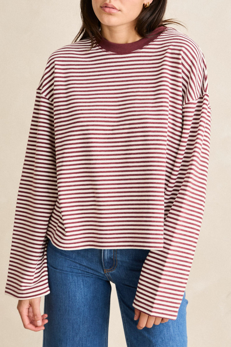 Essential Stripe Ls Shirt Vintage Red