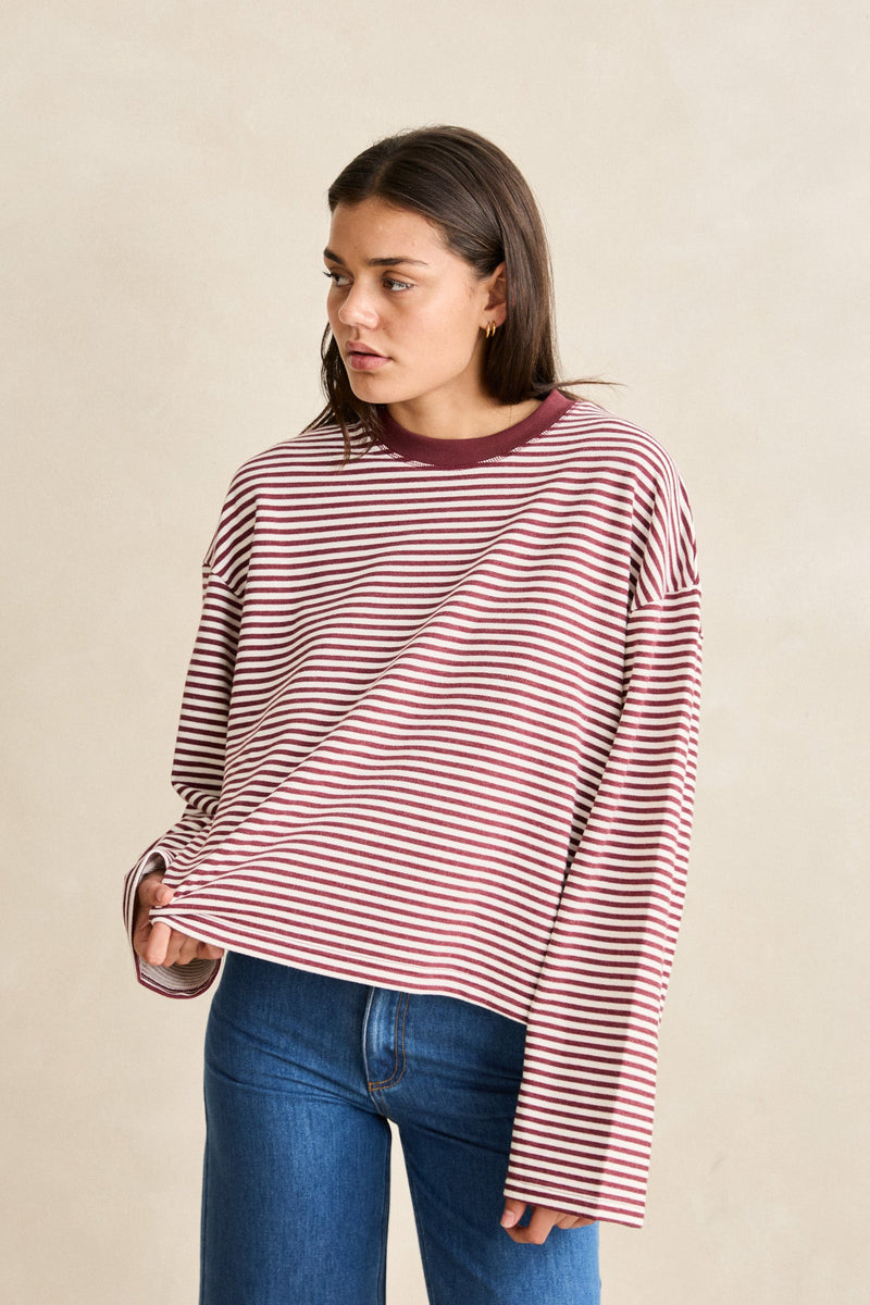 Essential Stripe Ls Shirt Vintage Red