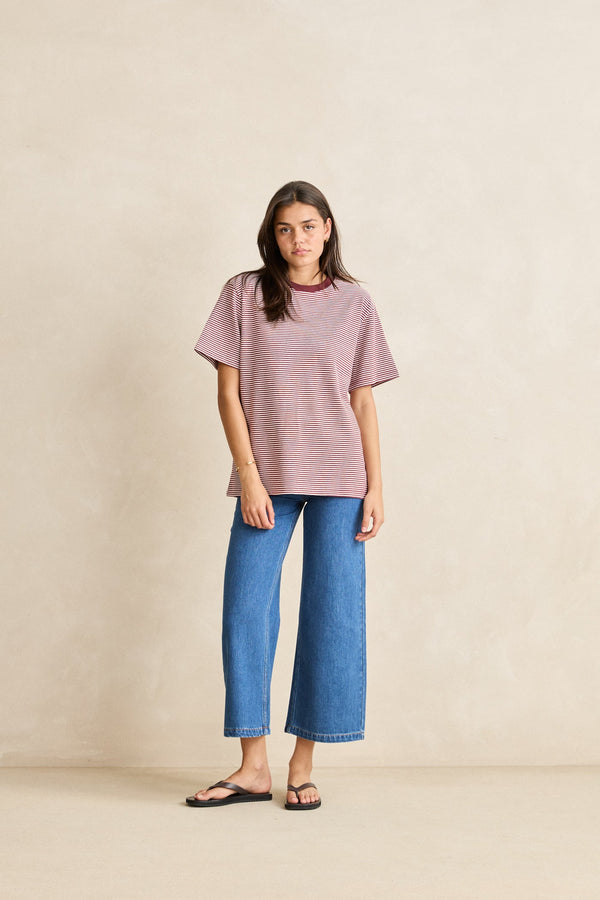 Essential Stripe Ss T-Shirt Red