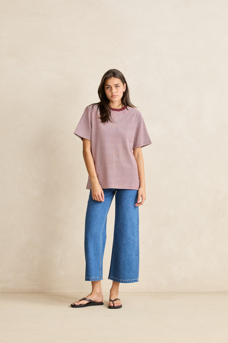 Essential Stripe Ss T-Shirt Red