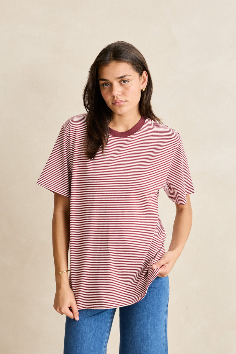 Essential Stripe Ss T-Shirt Red