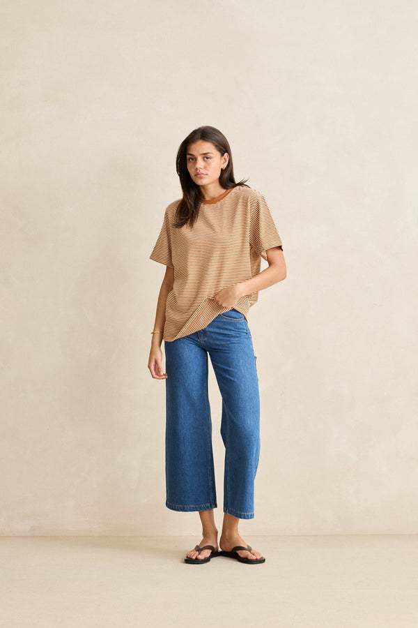 Essential Stripe Ss T-Shirt Tobacco