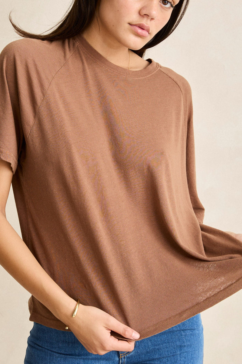 Essential Linen Ss T-Shirt Chocolate